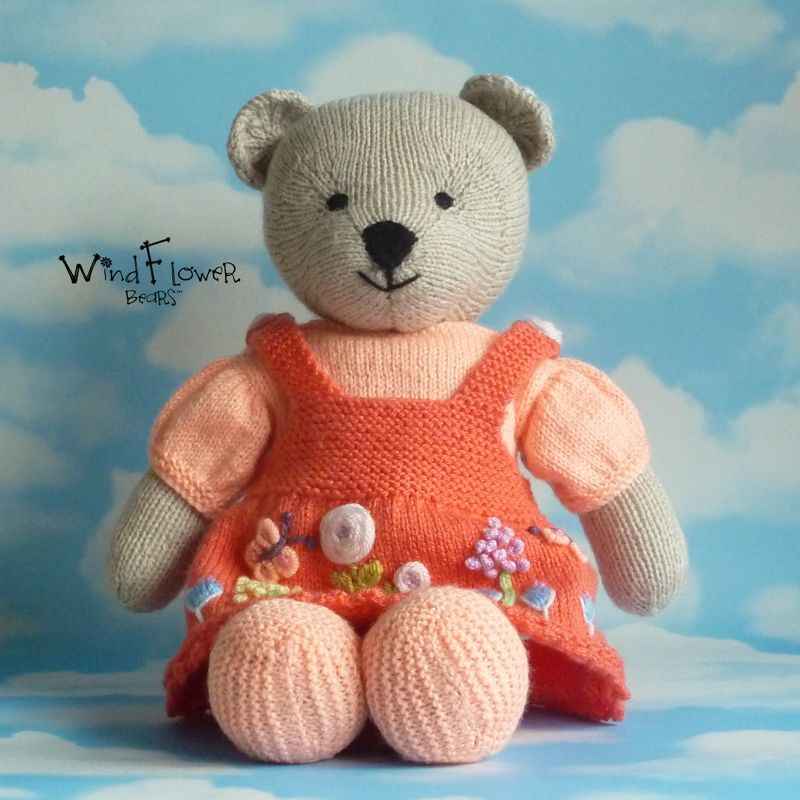 Hand knitted one of a kind teddy bear - Meadowsweet.