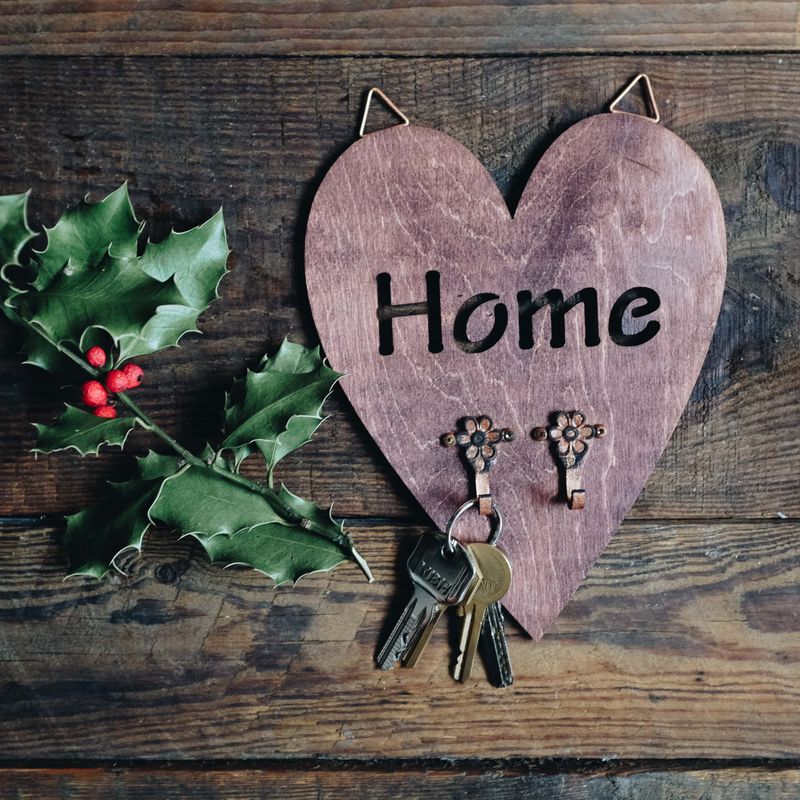 Wooden Heart shaped Key Holder