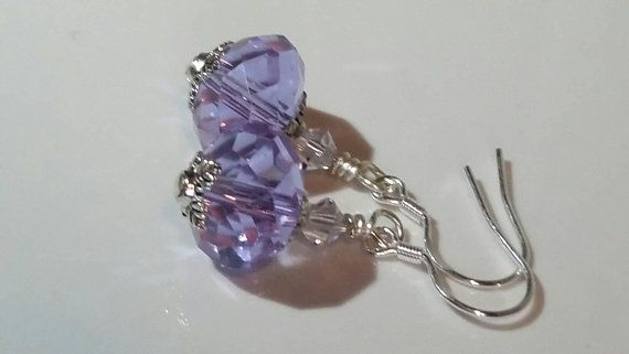 Light Purple Glass Earrings, Purple Earrings, Sterling Silver Earrings, Gifts for Her, Bridal, Dangle Earrings, Handmade Dangle Earrings
