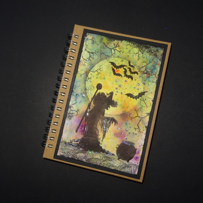 Witch notebook, Hand decorated notebook, C6 notebook, Halloween notebook,Lined Notebook