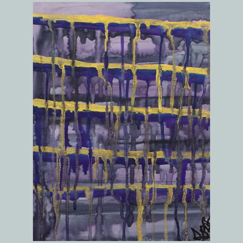 Abstract Painting - Drip Painting - Purple Painting - Gold Painting - Small Painting - Home Decor - Office Decor - Wall Art - Poetry Art