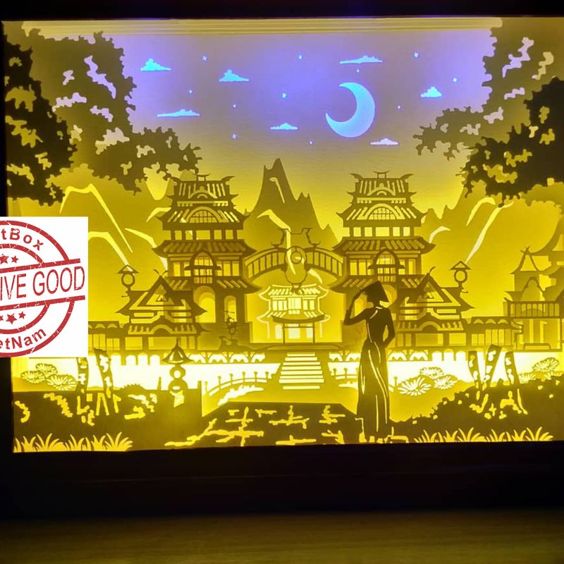 Paper cut light box Hue in night