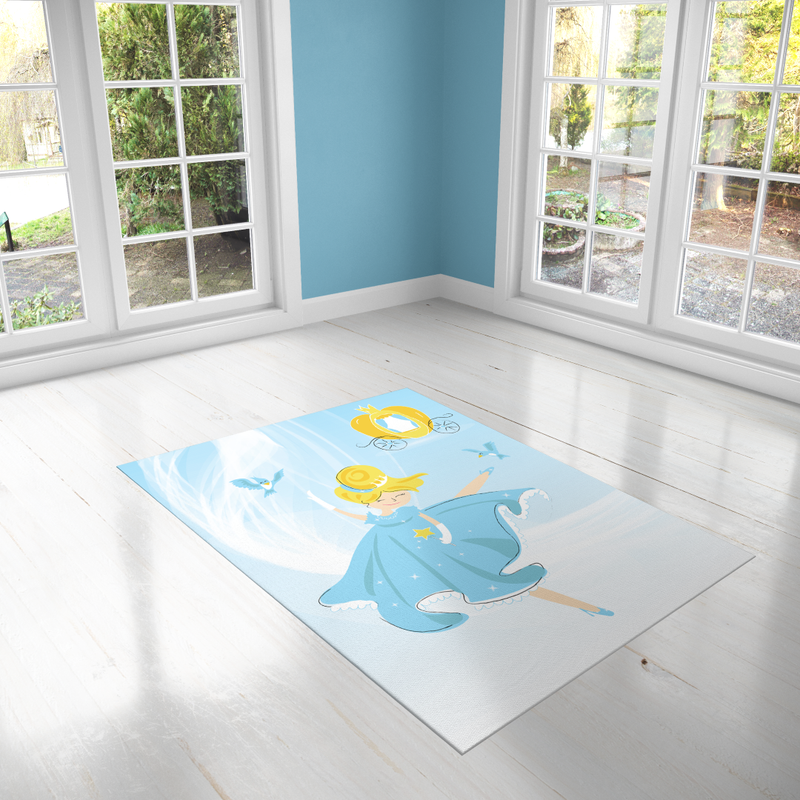 Cinderella , PVC Carpet print, kids Room Decor ,Girls Carpets, Girls Nursery Art, Gift for Girls, Art for Girls Room, Dancer illustration Active