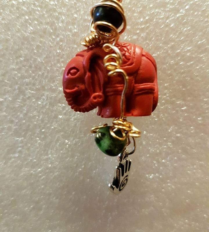 Elephant crystal gemstone pendant
