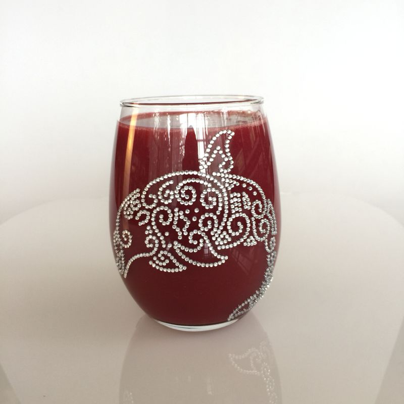 Handmade decorative stemless wine glass