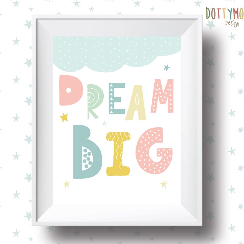 Dream Big, pastel, Playroom print, nursery wall decor, kids poster, nursery print, kids wall art, playroom poster, digital download.