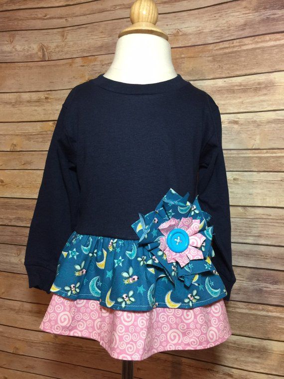 3 Toddler Girls Tunic. Upcycled T-Shirt with Free Shipping