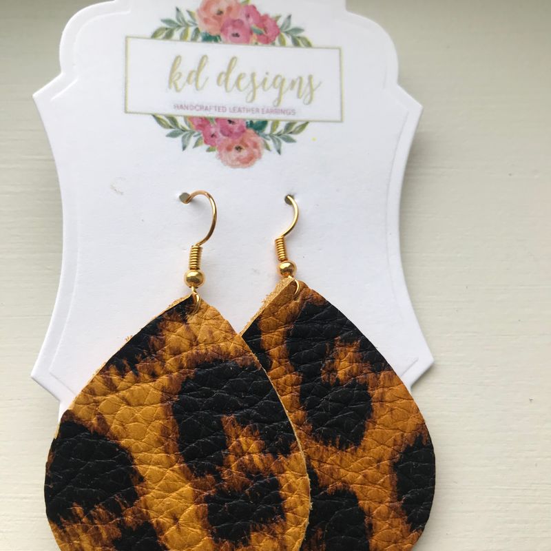Cheetah print, genuine leather earrings