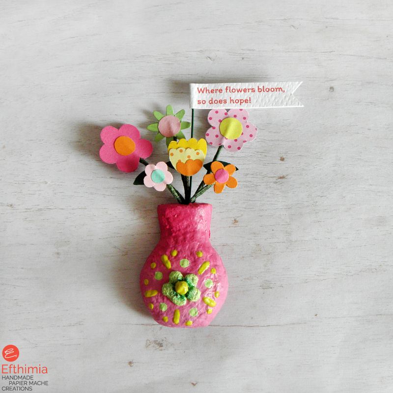Pink Flower Vase Magnet