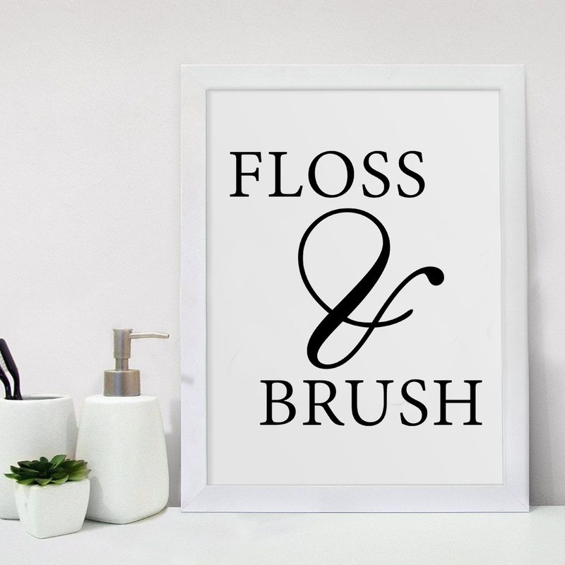 Floss and brush, bathroom wall decor.