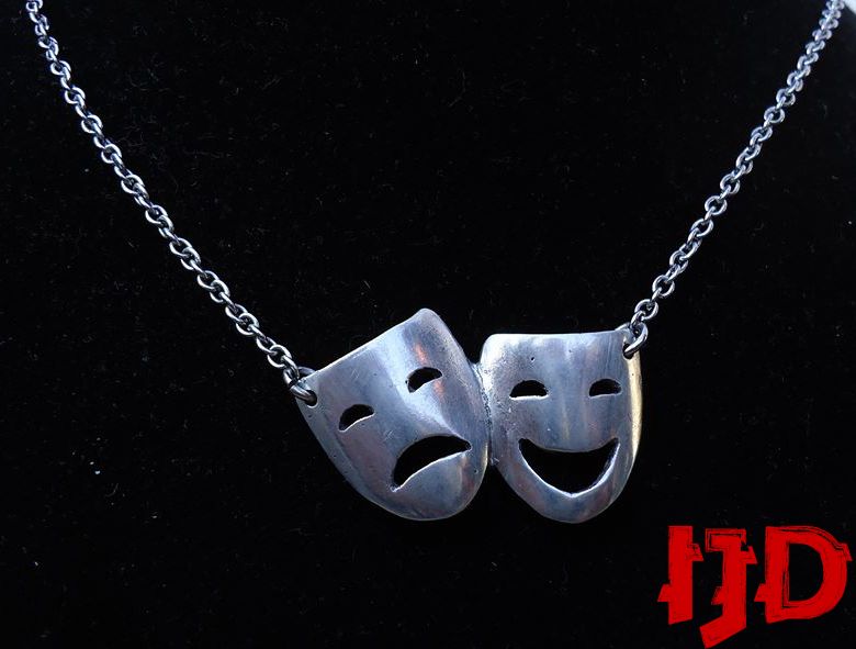 Mask Necklace - Theater Necklace - Woman Necklace - Silver Mask Necklace - Actors Jewelry - Acting Pendant - Theater Masks - Theater Sign