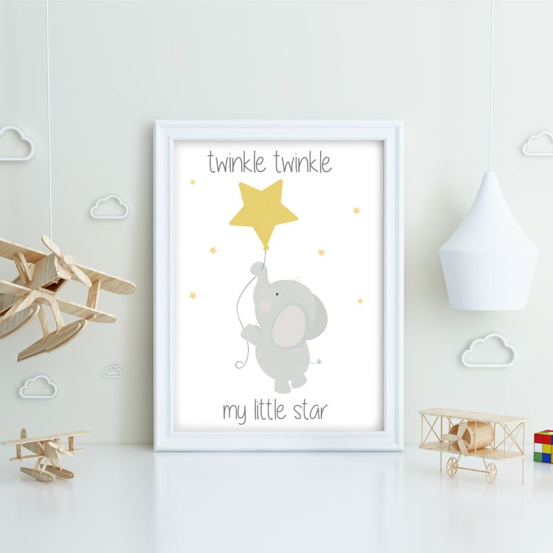 Twinkle Twinkle star elephant , Playroom print, nursery print, wall art, playroom poster, instant digital download,children wall art