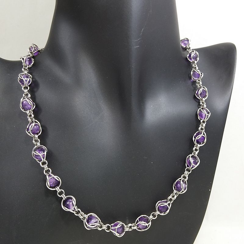 Amethyst Chain Mail NECKLACE 18.5"