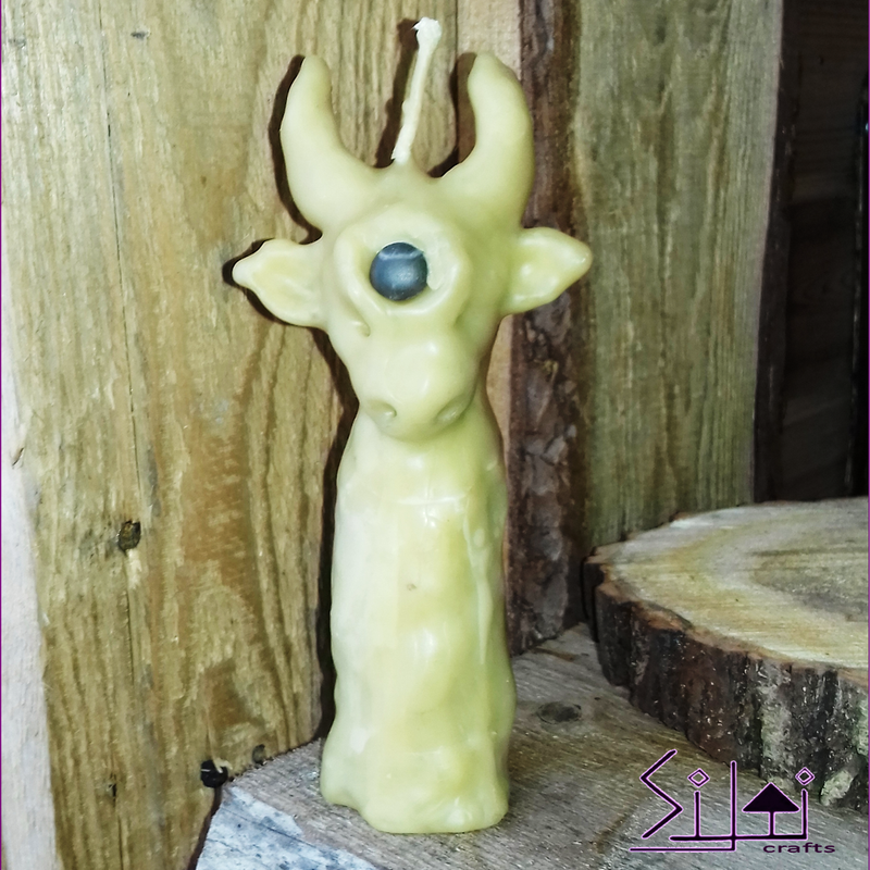 Taurus candle, Cow candle, Sculpted beeswax candle, Horned candle, Wishing Stone candle, Spirit Animal candle, Taurus gift, Symbolic candle