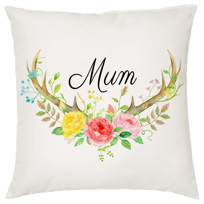 Decorative Cushion, Antler & Floral Design