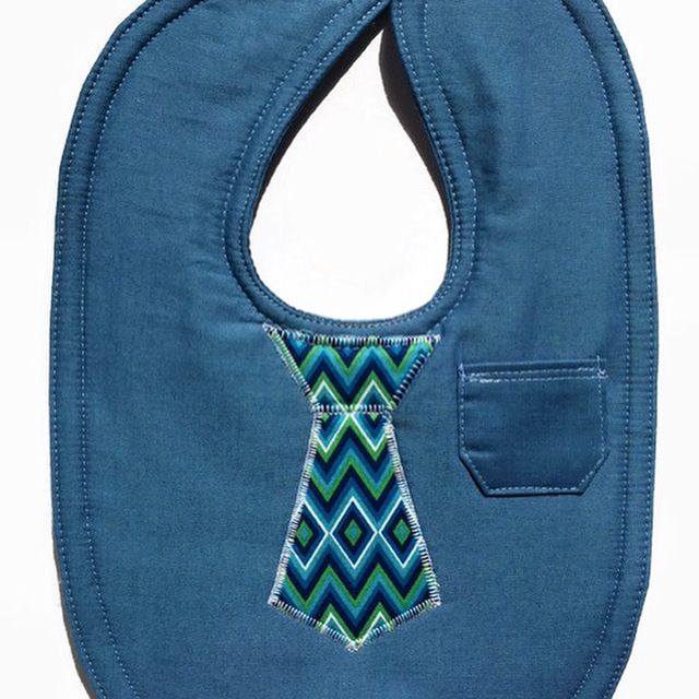 Denim Baby Bib with Appliquéd Necktie