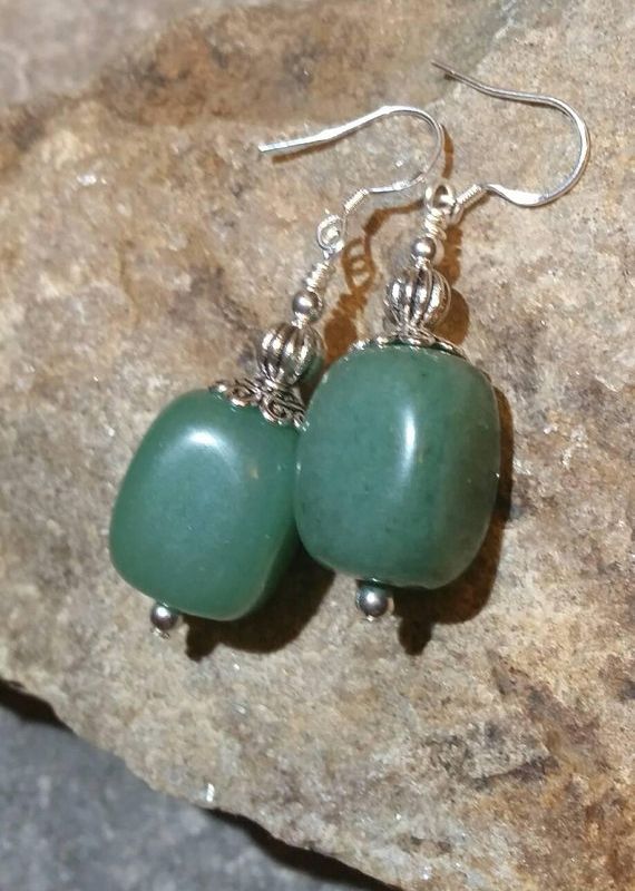 Green Adventurine Earrings, Sterling Silver Earrings, Handmade Dangle Earrings, Semi Precious Gemstones, Gift for Her, Natural Jewelry