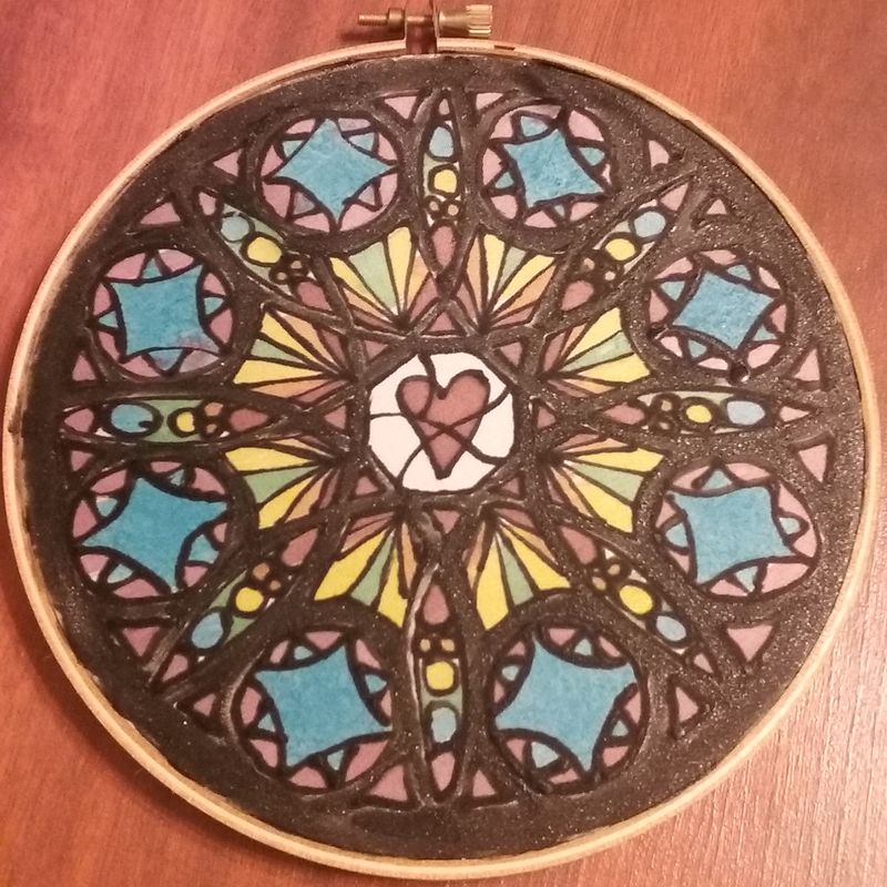 Stained Glass Inpired Silk Painting measuring 6 Inches