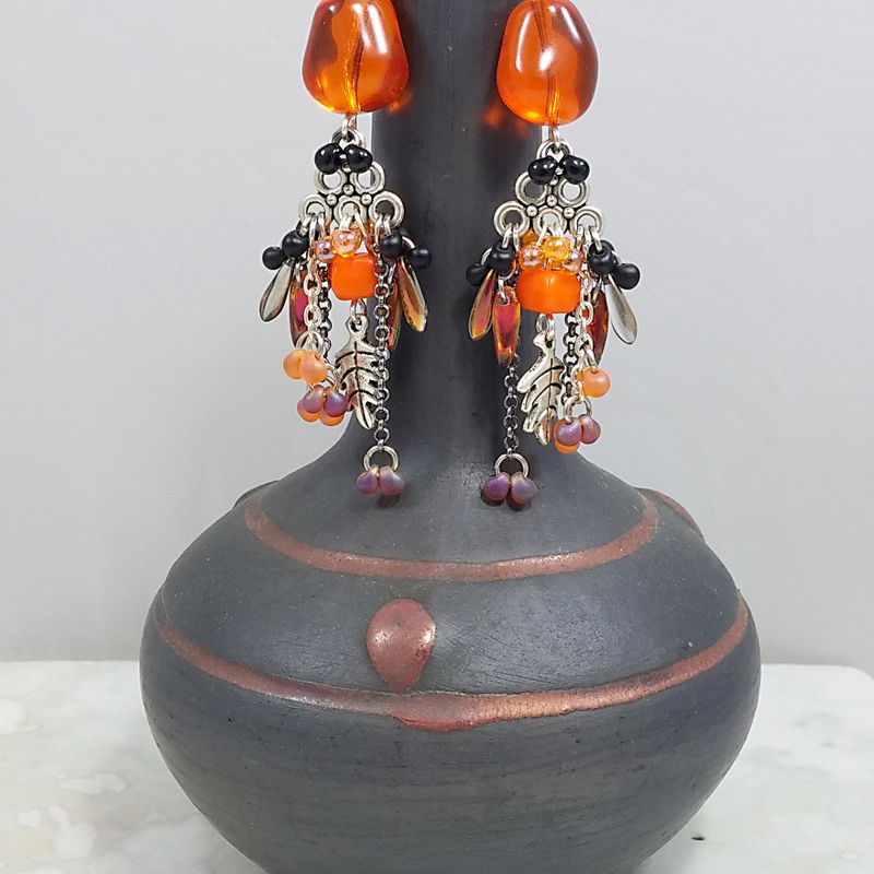 Autumn Earrings Czech & Japanese Glass Chandelier