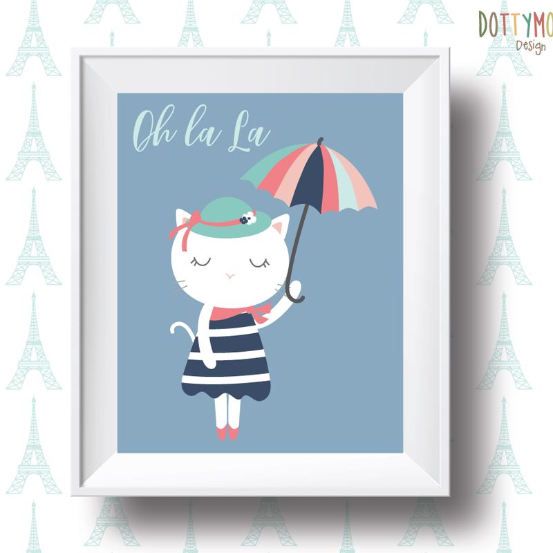h La La, french cat, children wall art