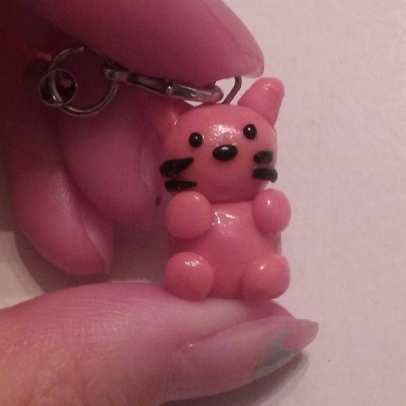 Cute small cat polymer clay charm