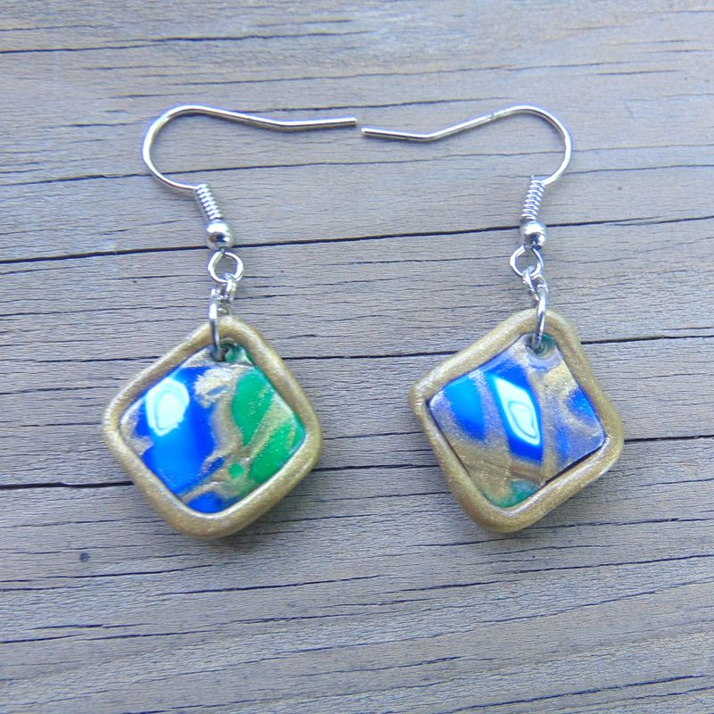 Artsy Pattern Polymer Clay Dangle Earrings
