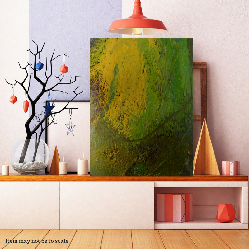 Green Abstract Wall Art, Large Green Painting, Acrylic Fluid Painting on Canvas, 30 x 40 inches, Original Acrylic Art, Green Abstract Art