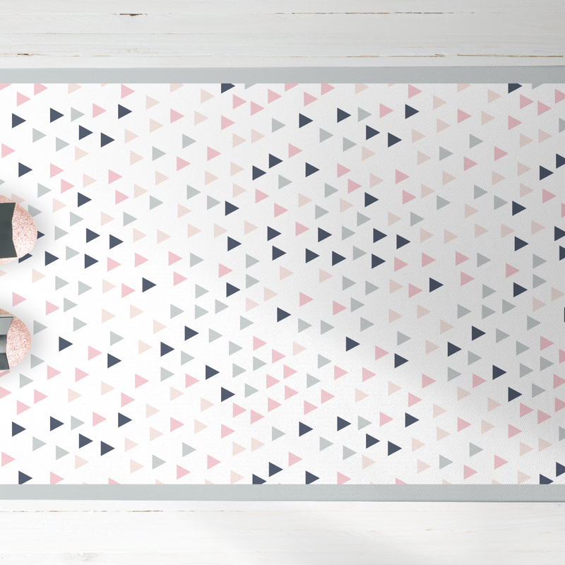 Geo Triangles, PVC Carpet, Home Decor, Area Rug, Floor Rug, Linoleum Rug, Kitchen Rug, Colorful Rugs, New Home Gift, Home Design