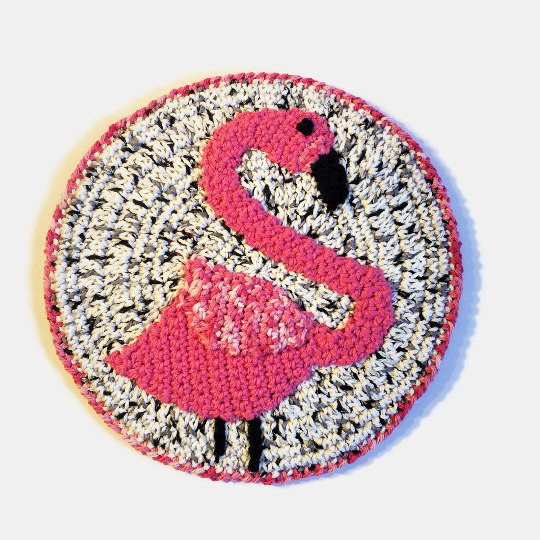 Crocheted Flamingo Trivet
