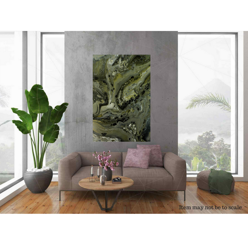 Large Abstract Acrylic Painting, Contemporary Wall Art, Acrylic Fluid Paintings, Black and Grey Painting, Silver Abstract Painting