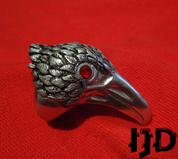 Silver Raven Crow Ring - Bird Ring - Crow Ring - Pagan Ring - Raven Ring - Raven Head Ring - Finger Armour
