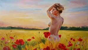 A girl and poppies