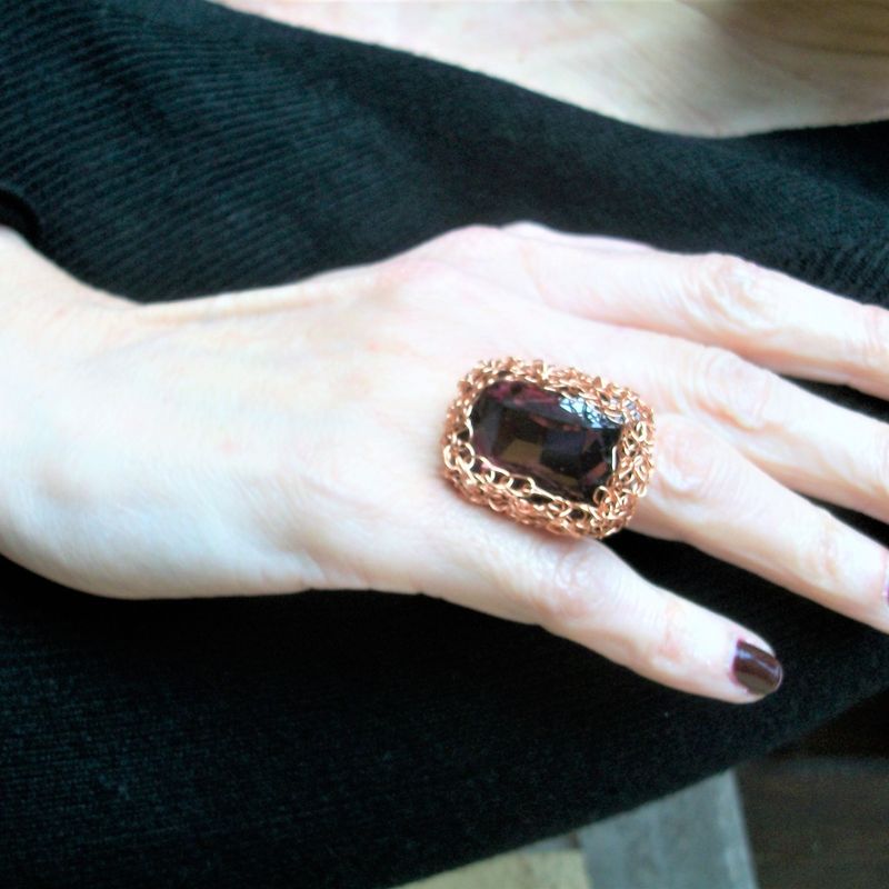 Wire crochet adjustable ring