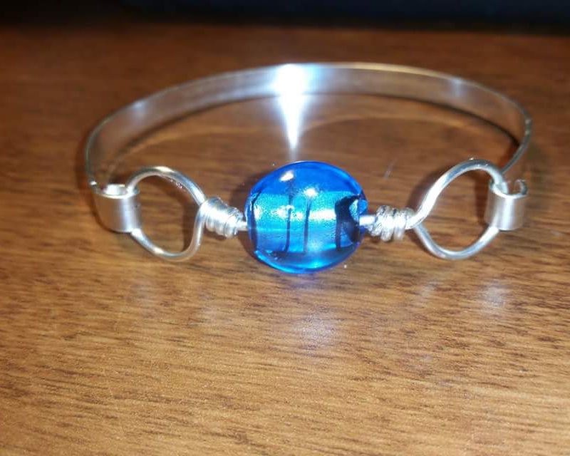 Foil Glass And Silver Bracelet
