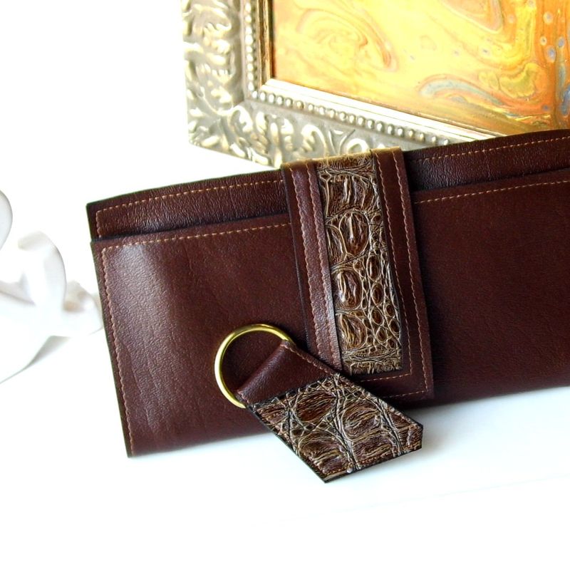 Women's Brown Vegan Leather Wallet and Matching Key Fob