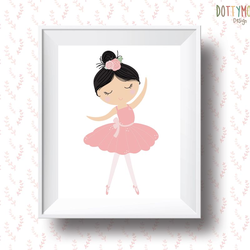 Pink ballerina, children wall art