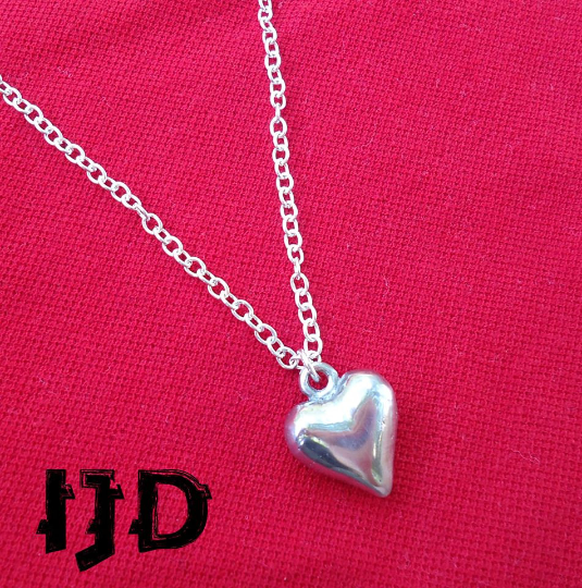 Silver Heart Pendant Necklace - Valentines Day - Gothic Heart - Heart Necklace - Love Pendant