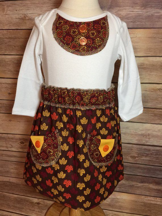 Onsie 3-6 Months with Skirt and Matching Headband, Thanksgiving, Fall Print Material, Ready to Ship, Handmade (Free Shipping)