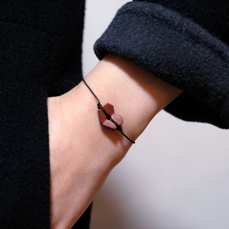 Geometric - Concrete bracelet | Heart charm | Grey | Chocolate | Metallic/14k rose gold filled clasp | Minimalist | Unique gifts (Women)