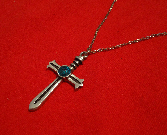 Silver Gothic Cross Necklace - Gothic Pendant - Cross Necklace - Sword Necklace - Alternative Jewelry - Gothic Medallion