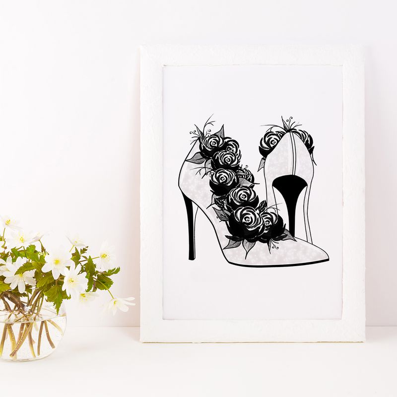 Fashion illustration, high heel prints.