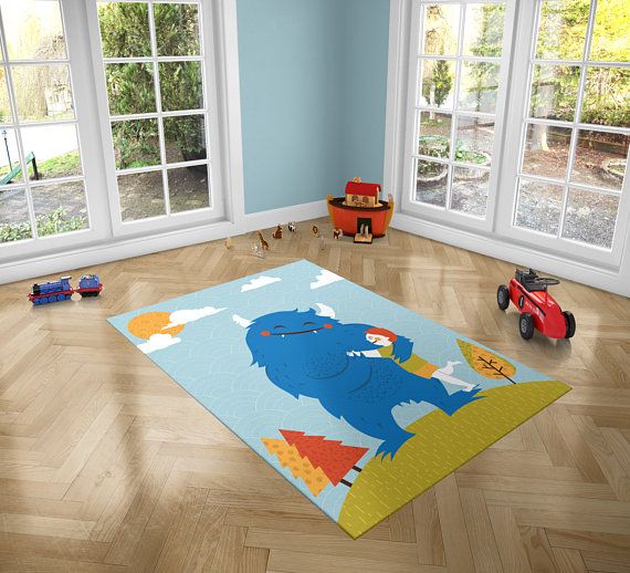Monster Love, PVC Carpet print, kids Room Decor ,Boys Carpets, Boys Nursery Art, Gift for Boys, Art for Boys Room, Monster illustration