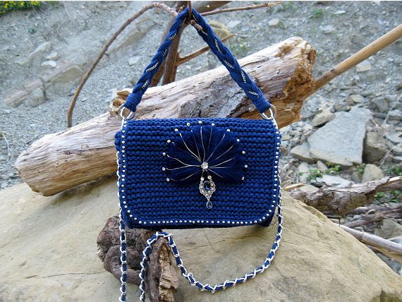 Crochet handbag, woman clutch bag, crochet crossbody bag purse cotton bag