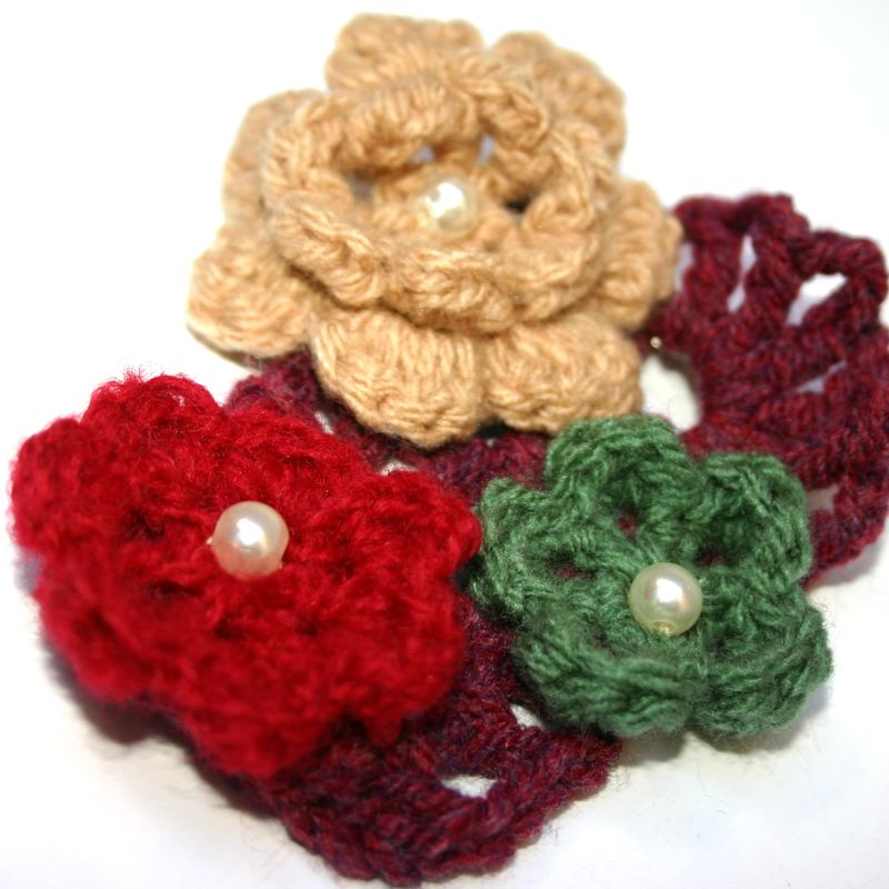 Crochet Brooch With Flowers