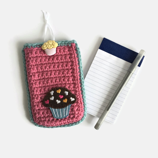 Cupcake Themed Crocheted Memo Pad Case