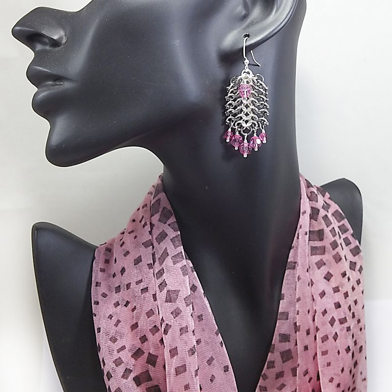 Chain Mail & Czech Crystals Earrings