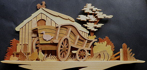 A wooden wall decoration