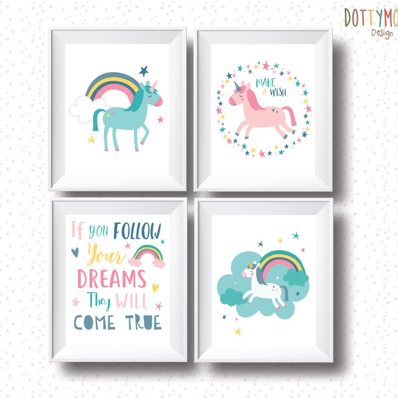 Follow your dreams , unicorn print set