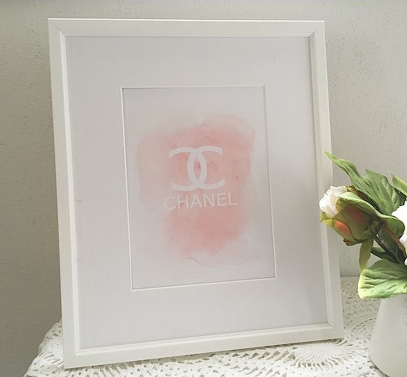Chanel logo print, chanel wall art, chanel logo in pink, pink chanel, chanel print