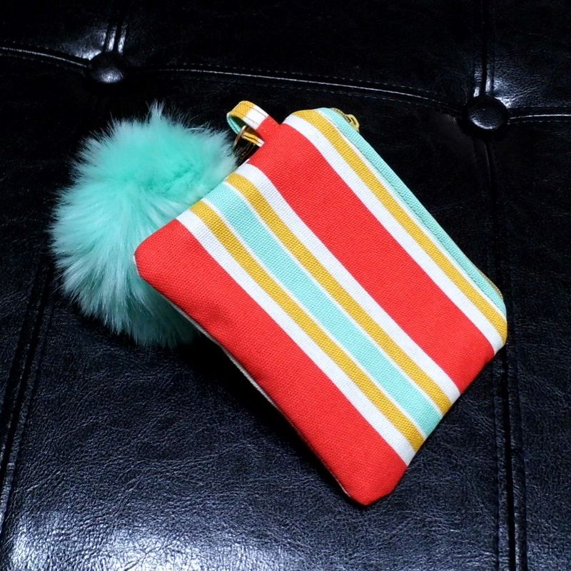 Key Fob Wallet, Small Minimalist Fabric Wallet, Red Small Pouch, Keychain Wallet Pouch, Keychain Card Holder, Earbud Case